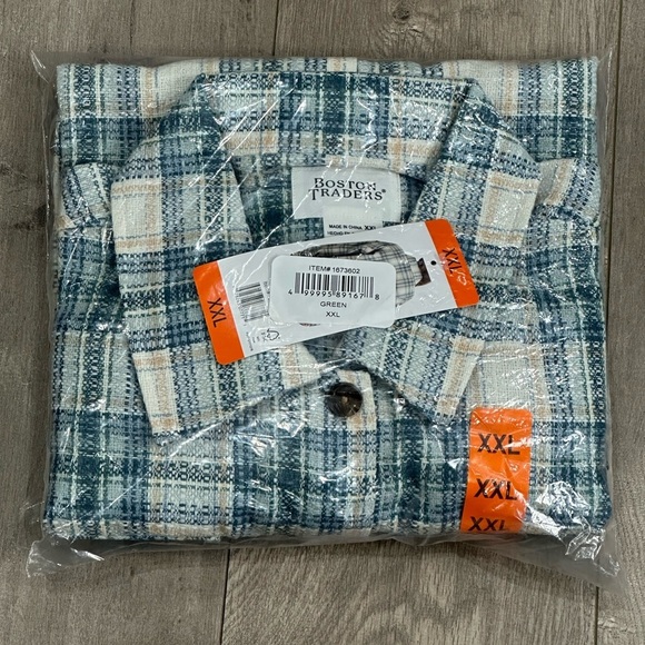 Women's Boston Traders XXL 20 - 22 Button Shirt Jacket Shacket Plaid Teal Blue - Picture 8 of 9